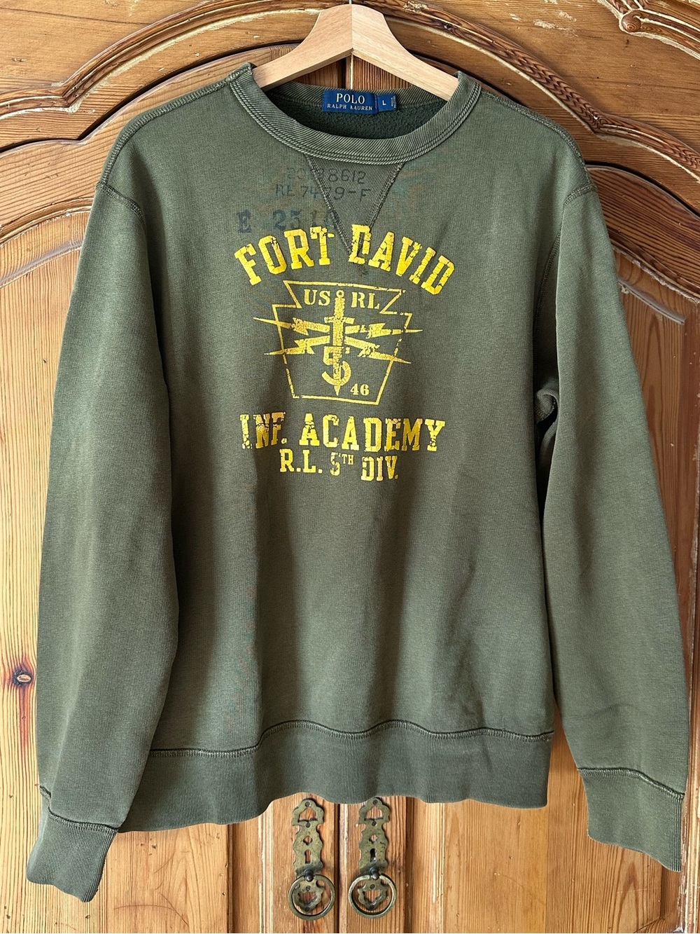 Polo Ralph Lauren Green 'Fort David' Graphic Crewneck Sweater Men’s Large
